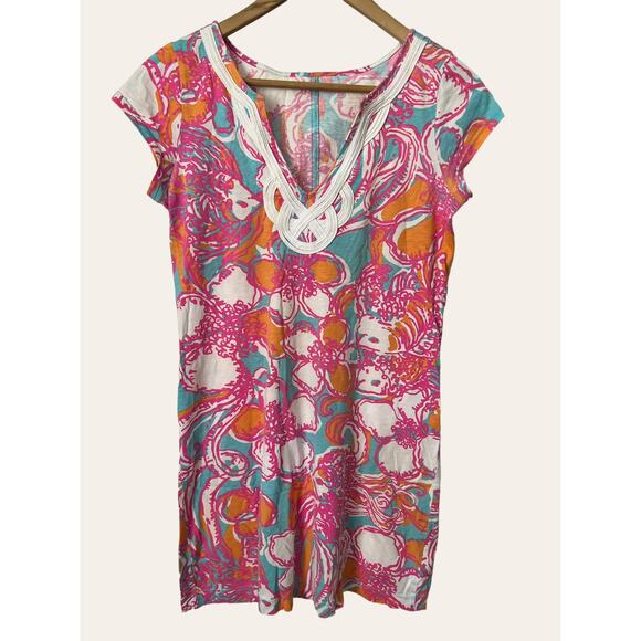 Lilly Pulitzer Pink Brewster Floral Print Short Sleeve Mini Dress Size XS - Picture 3 of 9